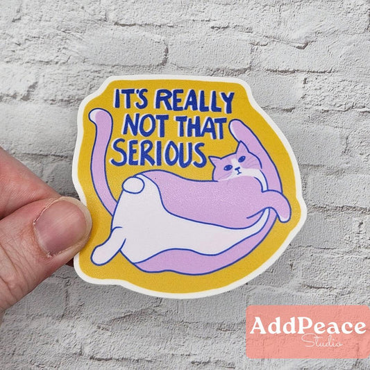 Funny Cat Vinyl Sticker: Not That Serious Chill Cat Laptop Decal