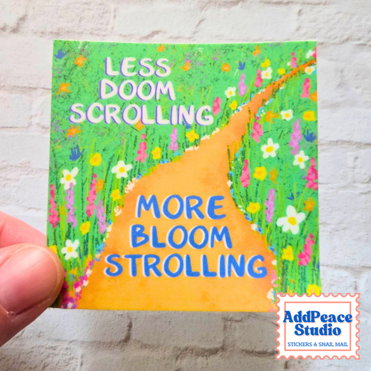 Less Doom Scrolling, More Nature - Mental Health Sticker