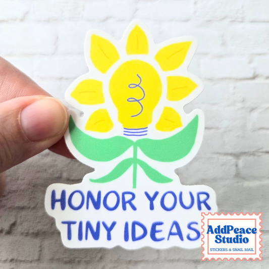 Honor Your Tiny Ideas Light Bulb Sticker for Creatives