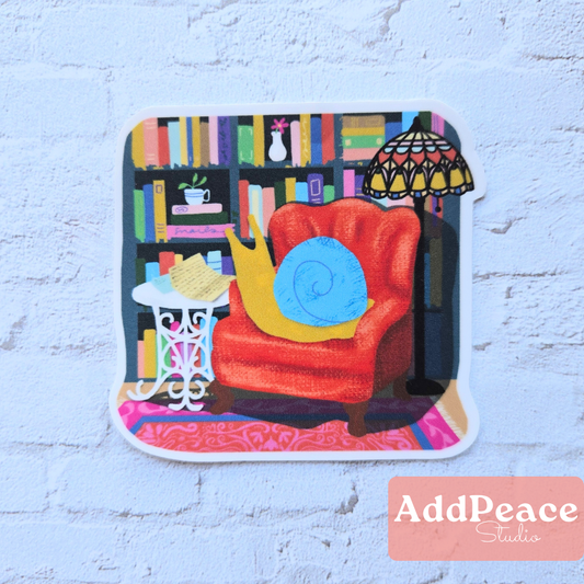 Reading Snail Sticker | Cozy Study Book Lover Vinyl Sticker