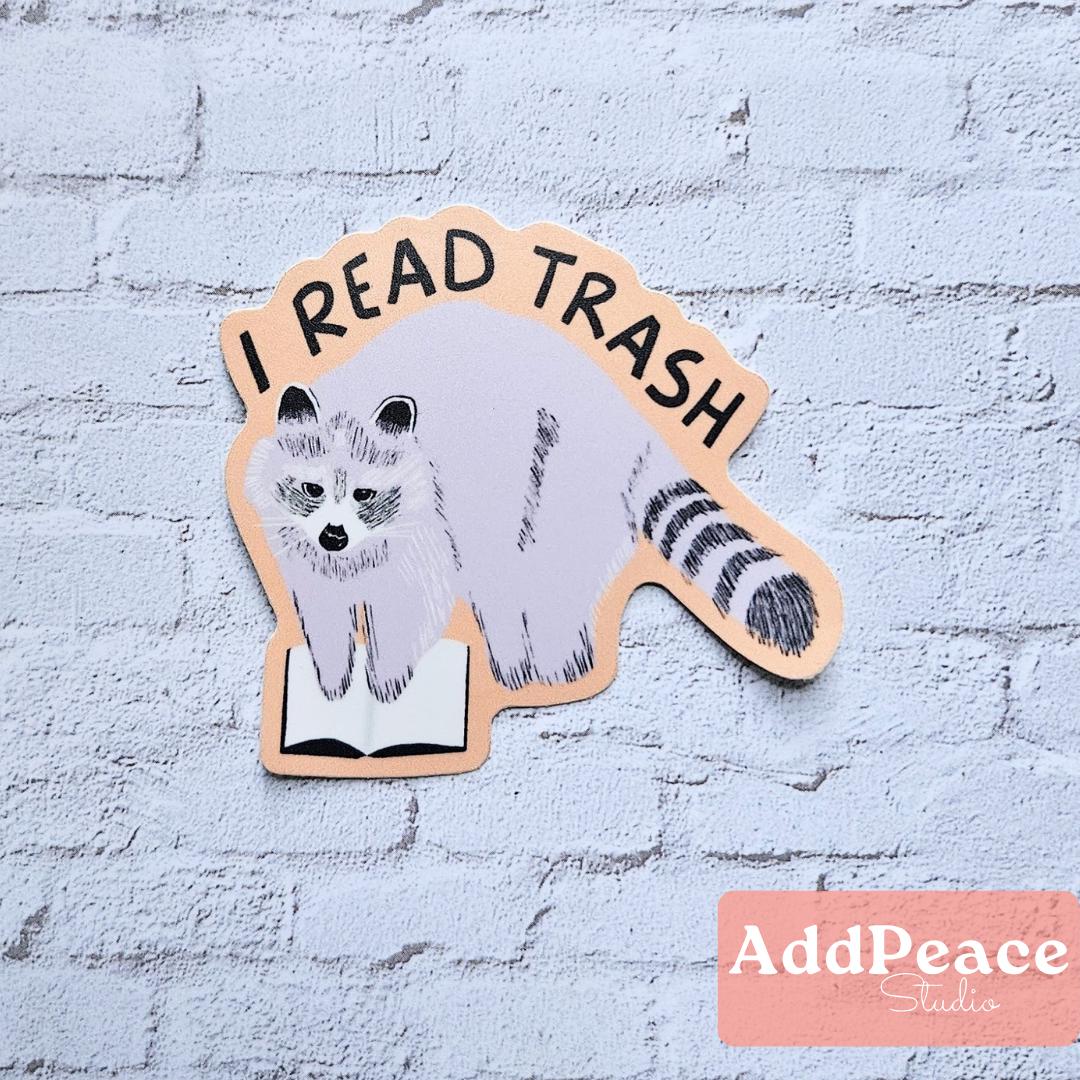 I Read Trash Bookish Raccoon Vinyl Sticker for Readers