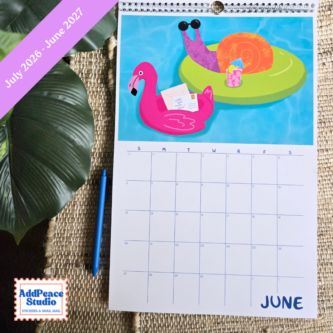 2026-2027 Snail Mail Illustrated Wall Calendar