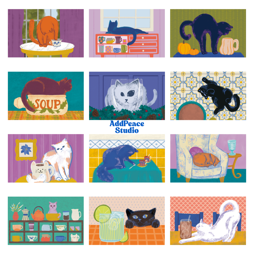 Cats & Cups Perpetual Calendar, Birthday Tracker, Celebrations Organizer
