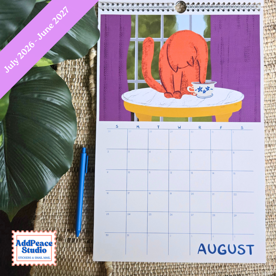 2026-2027 Cats & Cups Illustrated Wall Calendar