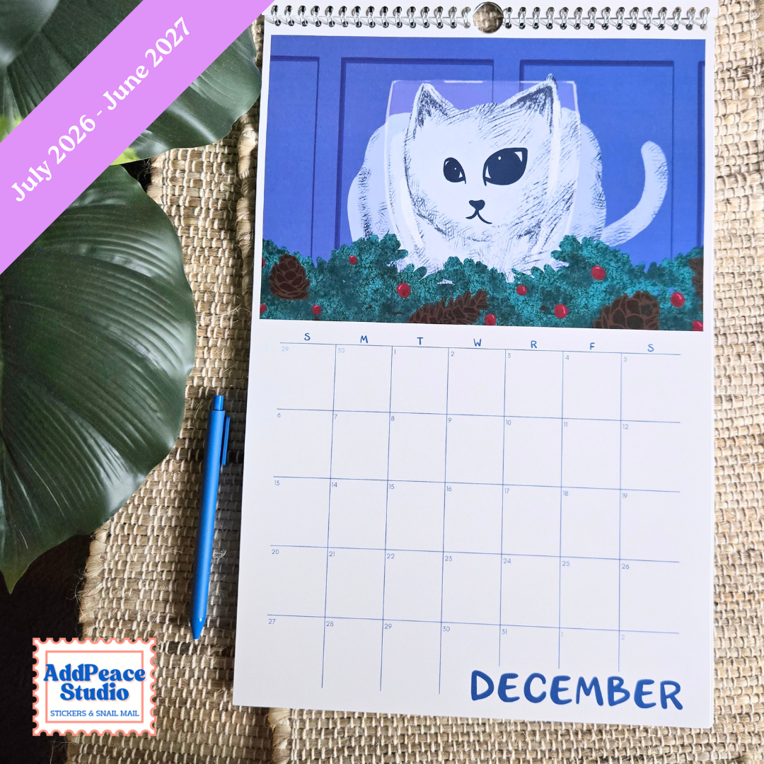 2026-2027 Cats & Cups Illustrated Wall Calendar
