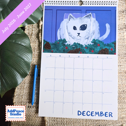 2026-2027 Cats & Cups Illustrated Wall Calendar