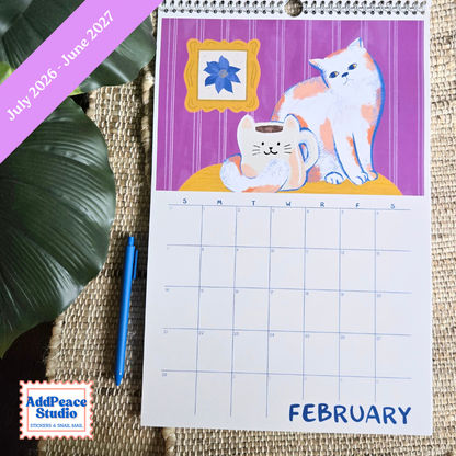 2026-2027 Cats & Cups Illustrated Wall Calendar
