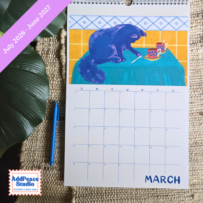2026-2027 Cats & Cups Illustrated Wall Calendar