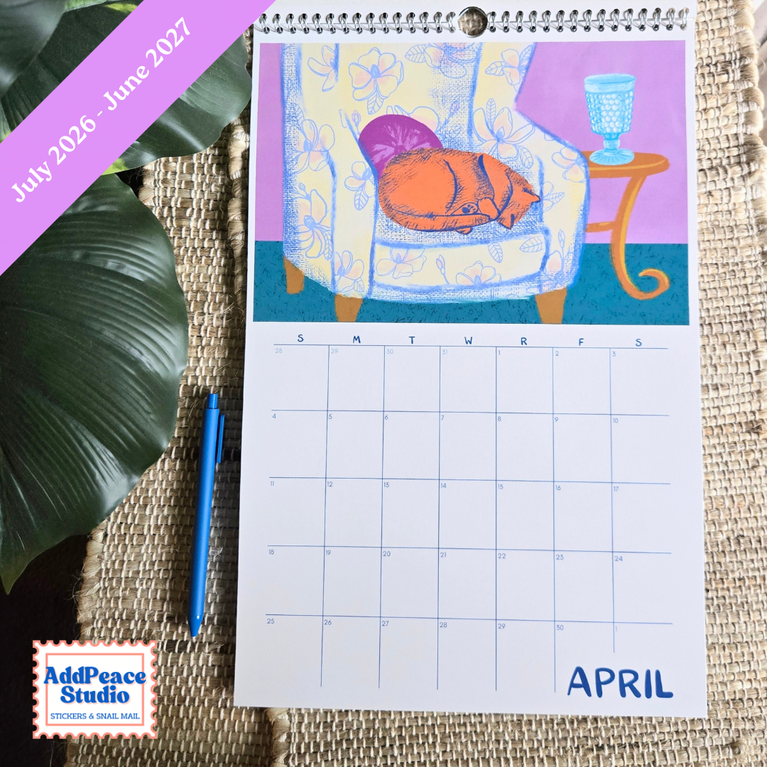 2026-2027 Cats & Cups Illustrated Wall Calendar
