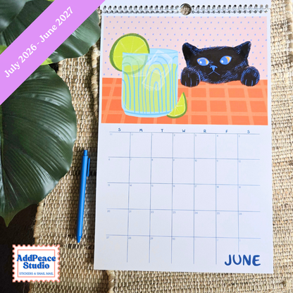 2026-2027 Cats & Cups Illustrated Wall Calendar