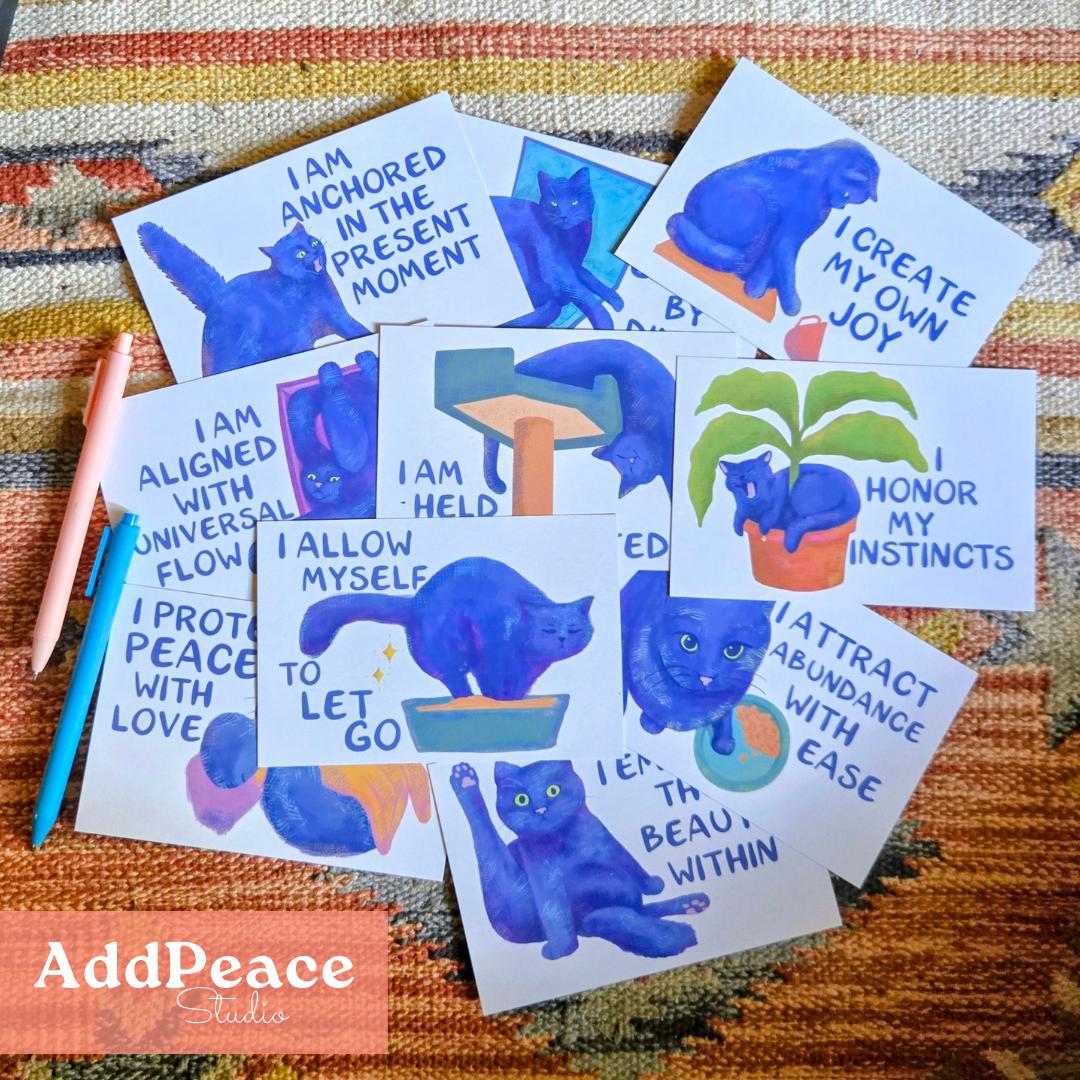 Funny Cat Affirmations 10 Postcard Set