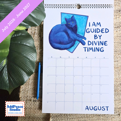 2026-2027 Funny Cat Calendar with Motivational Affirmations