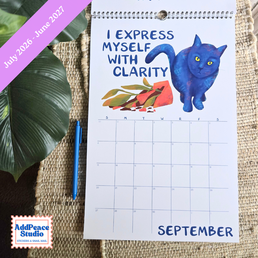 2026-2027 Funny Cat Calendar with Motivational Affirmations