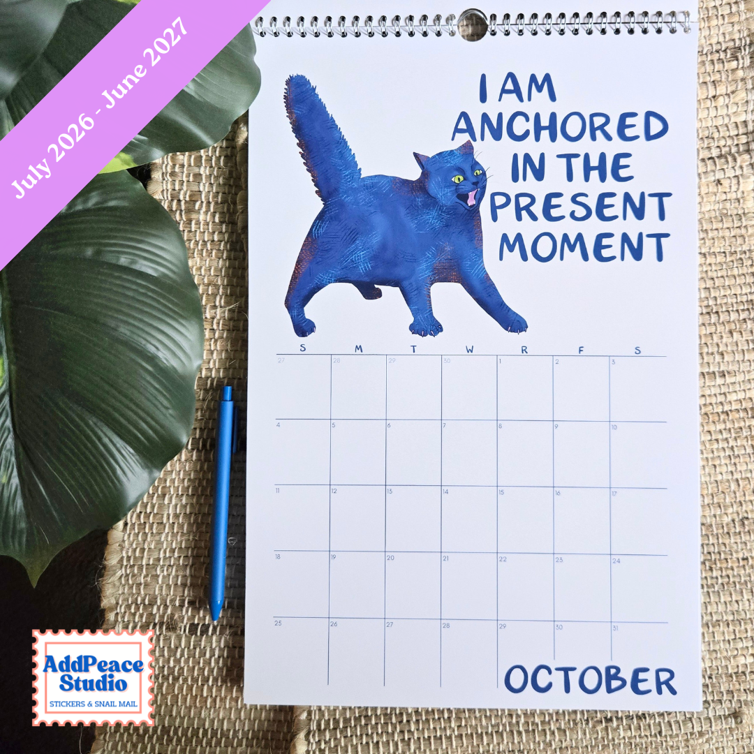 2026-2027 Funny Cat Calendar with Motivational Affirmations