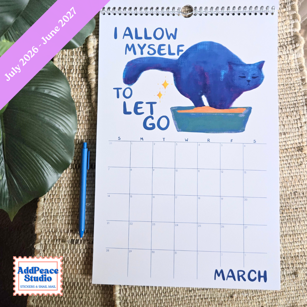 2026-2027 Funny Cat Calendar with Motivational Affirmations