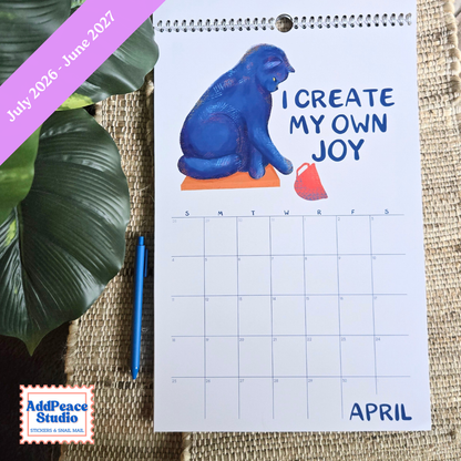 2026-2027 Funny Cat Calendar with Motivational Affirmations