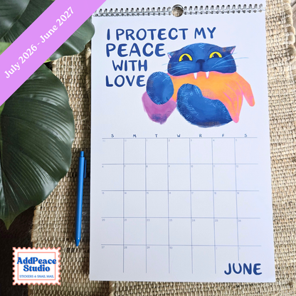 2026-2027 Funny Cat Calendar with Motivational Affirmations