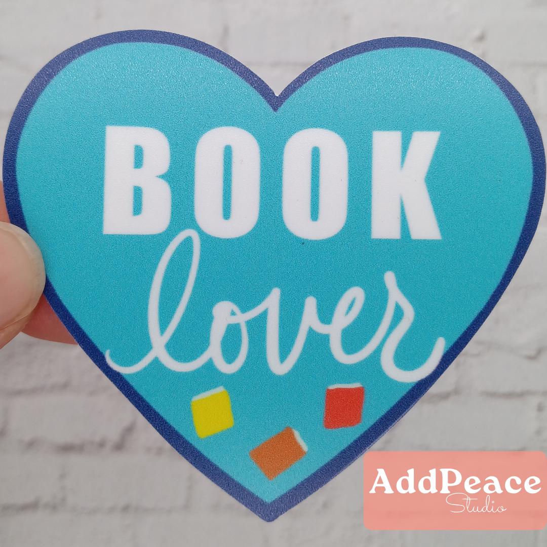 Book Lover Heart Vinyl Sticker – Bibliophile Gift, Laptop Decal, Journal Sticker, Waterproof Bookish Accessory