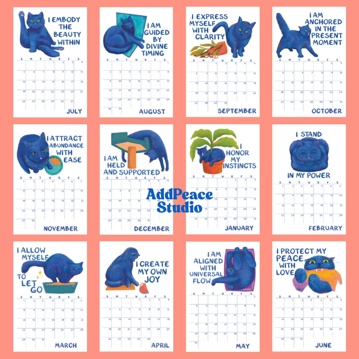 2027 Meowtivational Cat Affirmation Wall Calendar