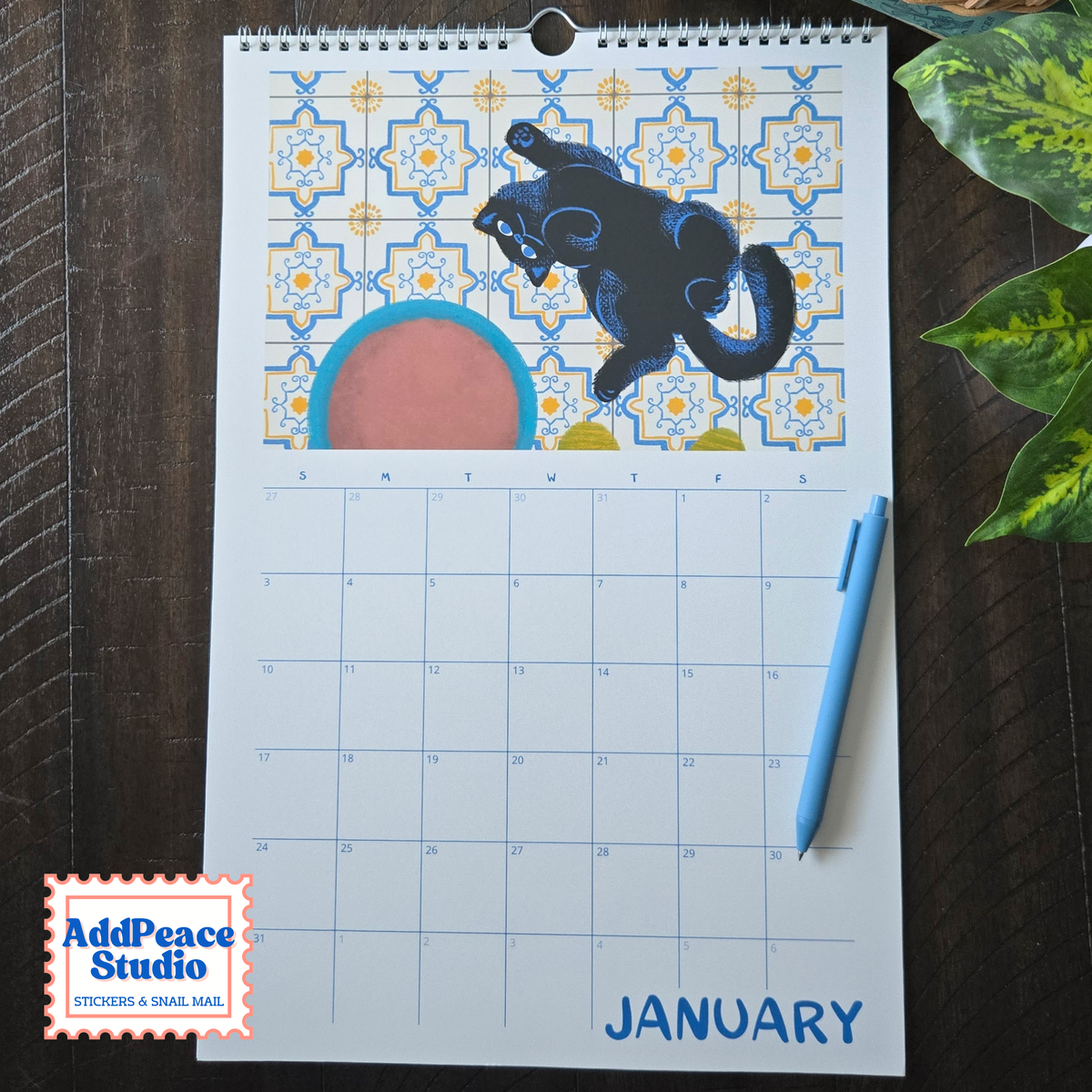 2027 Cats and Cups Wall Calendar