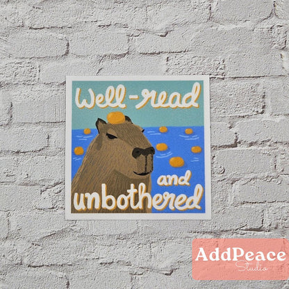 Well-Read Capybara Sticker: Unbothered Book Lover Vinyl Decal