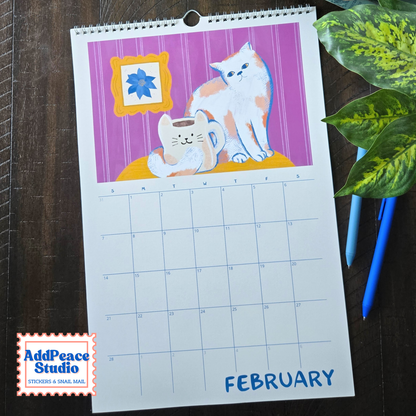 2027 Cats and Cups Wall Calendar