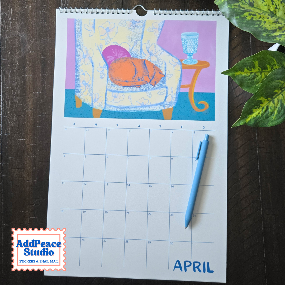 2027 Cats and Cups Wall Calendar