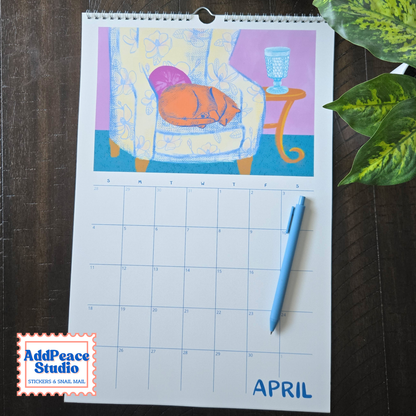 2027 Cats and Cups Wall Calendar