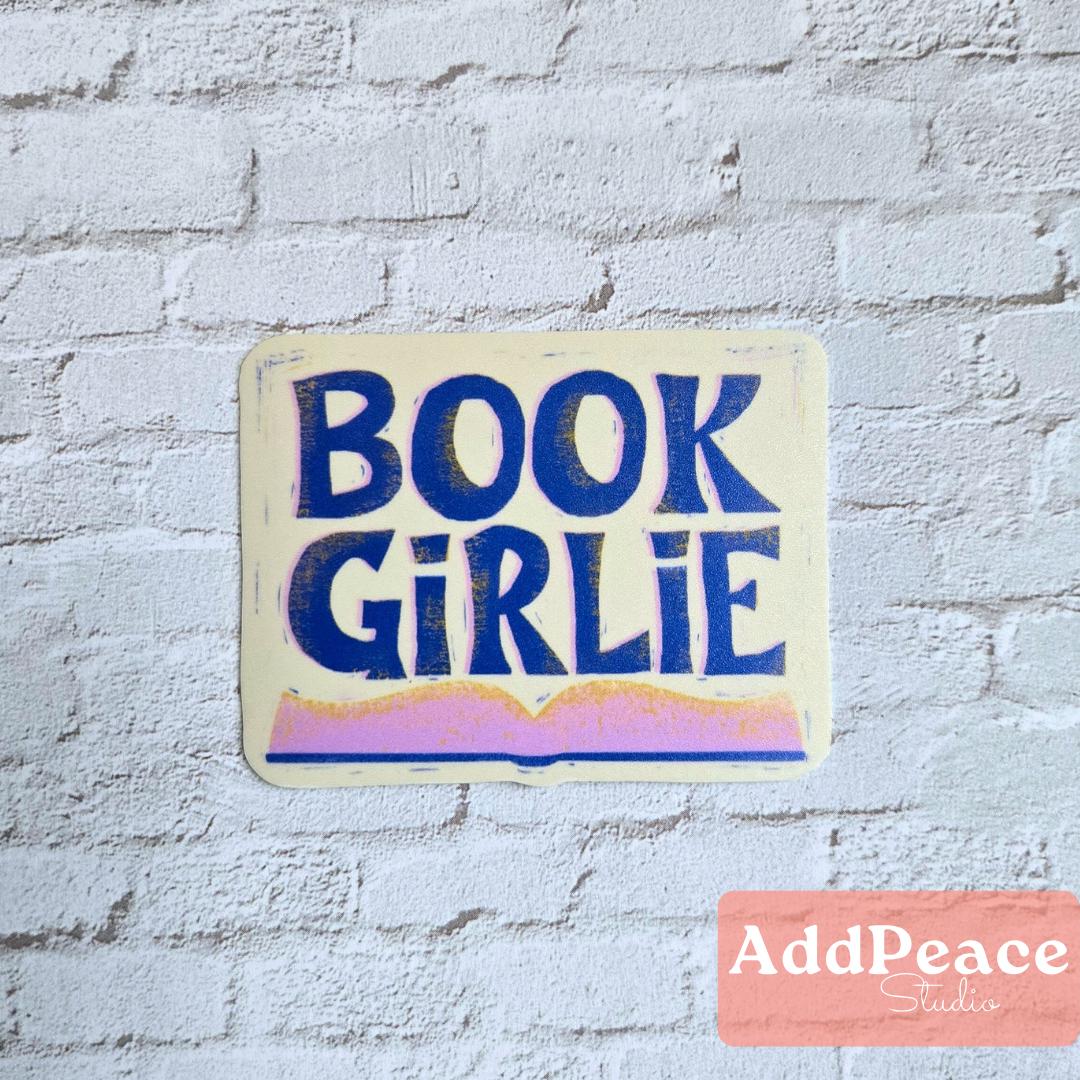 Book Girlie Vinyl Sticker – Cozy Reader Aesthetic, Laptop Decal