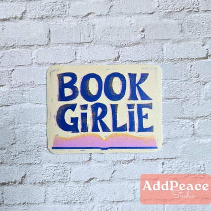 Book Girlie Vinyl Sticker – Cozy Reader Aesthetic, Laptop Decal