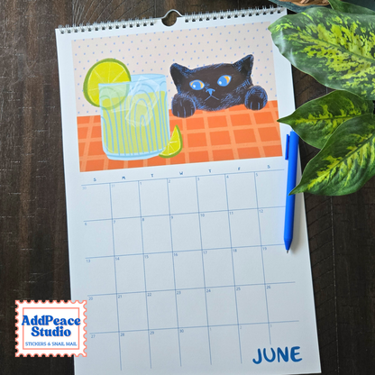 2027 Cats and Cups Wall Calendar