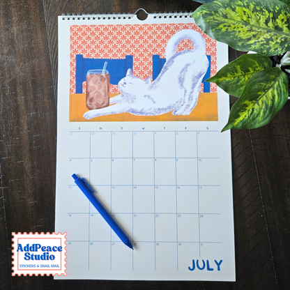 2027 Cats and Cups Wall Calendar