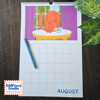 2027 Cats and Cups Wall Calendar