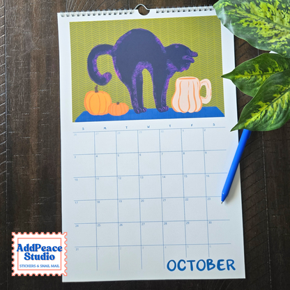 2027 Cats and Cups Wall Calendar