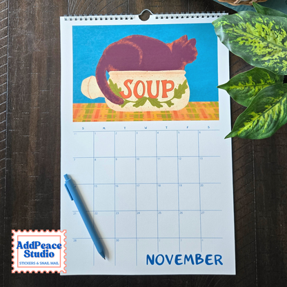 2027 Cats and Cups Wall Calendar