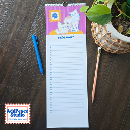 Cats & Cups Perpetual Calendar, Birthday Tracker, Celebrations Organizer