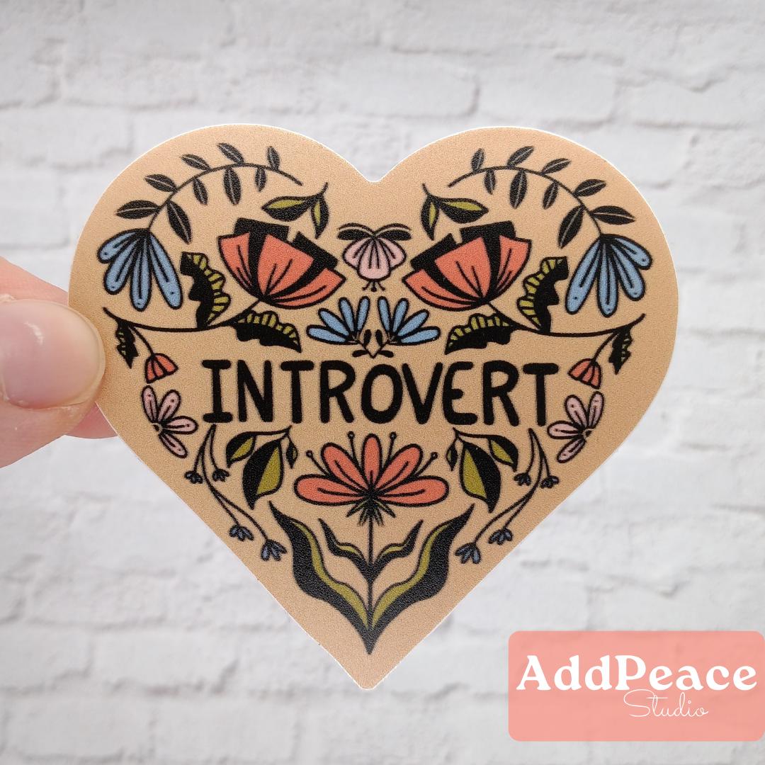 Introvert Heart Floral Vinyl Sticker for Enneagram 5, Enneagram 9