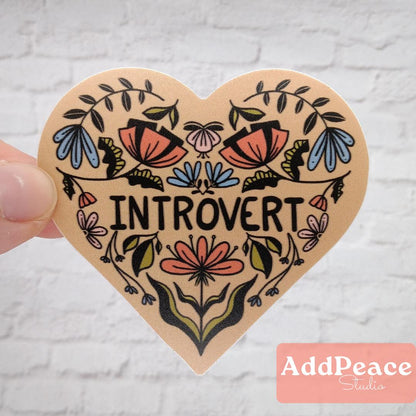 Introvert Heart Floral Vinyl Sticker for Enneagram 5, Enneagram 9