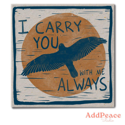 Memorial Hawk Sticker: Grief Support Gift, "I Carry You With Me Always"