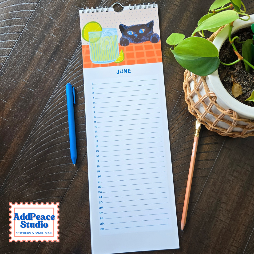 Cats & Cups Perpetual Calendar, Birthday Tracker, Celebrations Organizer
