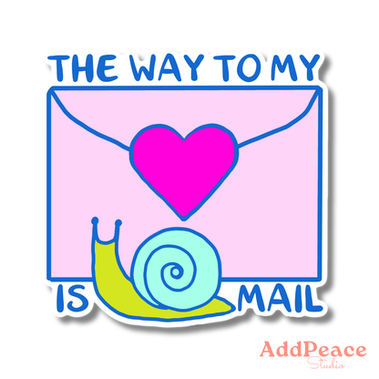 The Way to My Heart is Snail Mail Pen Pal Envelope Sticker