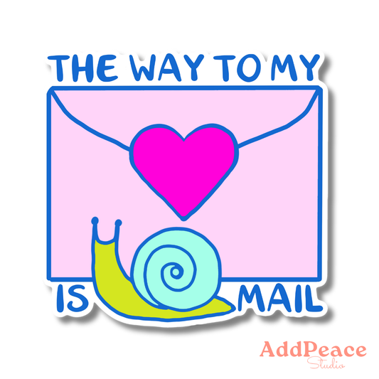 The Way to My Heart is Snail Mail Pen Pal Envelope Sticker