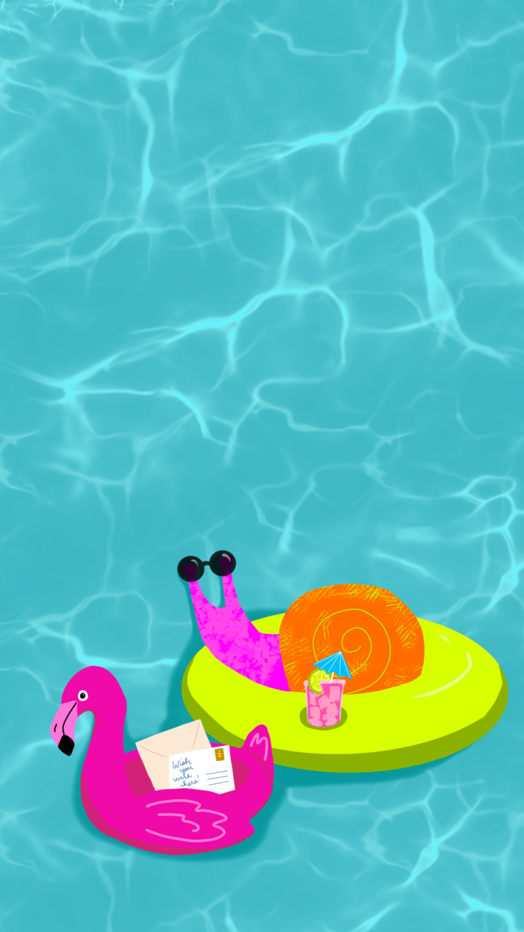 Snail in a Pool Float Phone Wallpaper