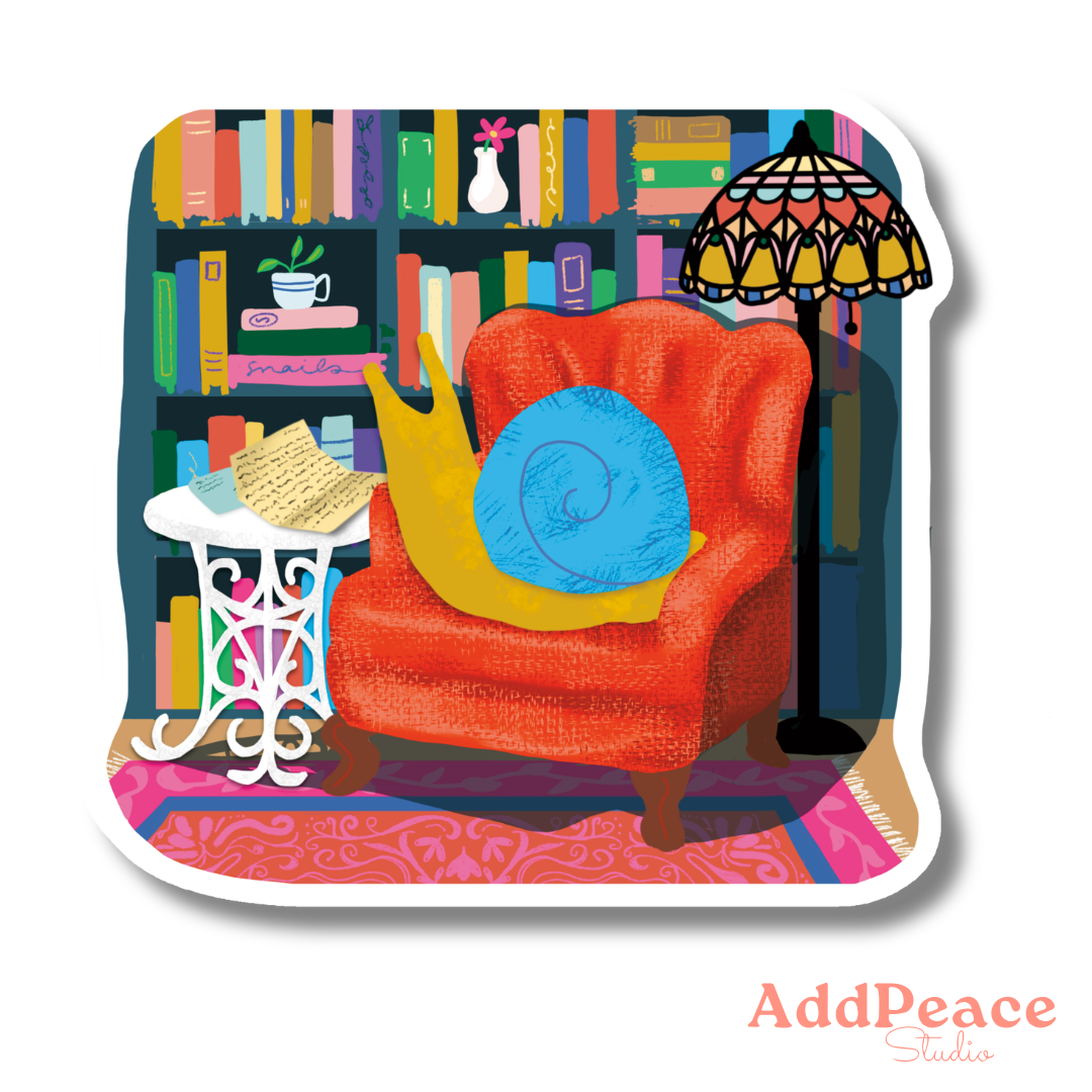 Reading Snail Sticker | Cozy Study Book Lover Vinyl Sticker