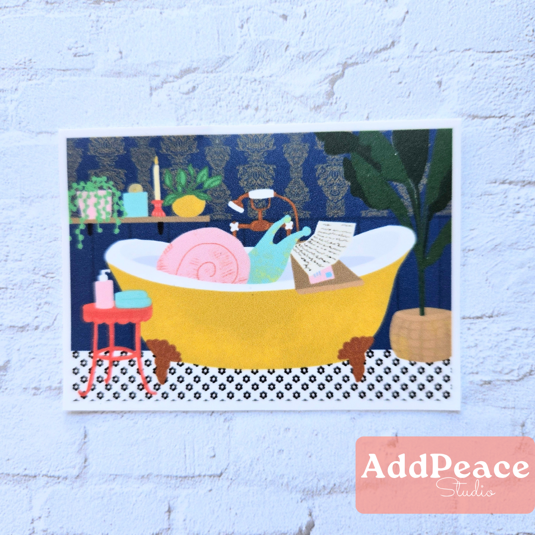 Snail Mail Sticker | Snail Reading Letters in Bathtub Vinyl