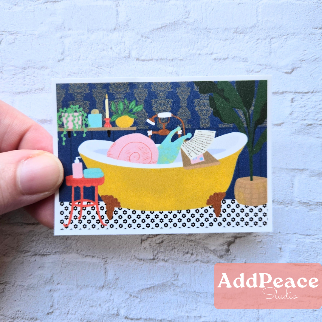 Snail Mail Sticker | Snail Reading Letters in Bathtub Vinyl