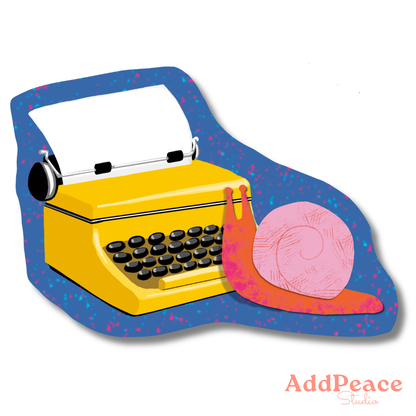 Snail Mail Sticker | Snail at Typewriter Vinyl Sticker