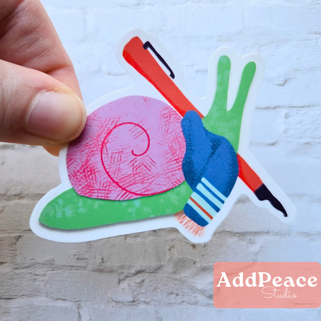 Writing Snail Sticker | Cozy Creative Snail with Pen
