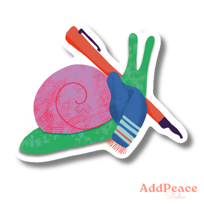 Writing Snail Sticker | Cozy Creative Snail with Pen