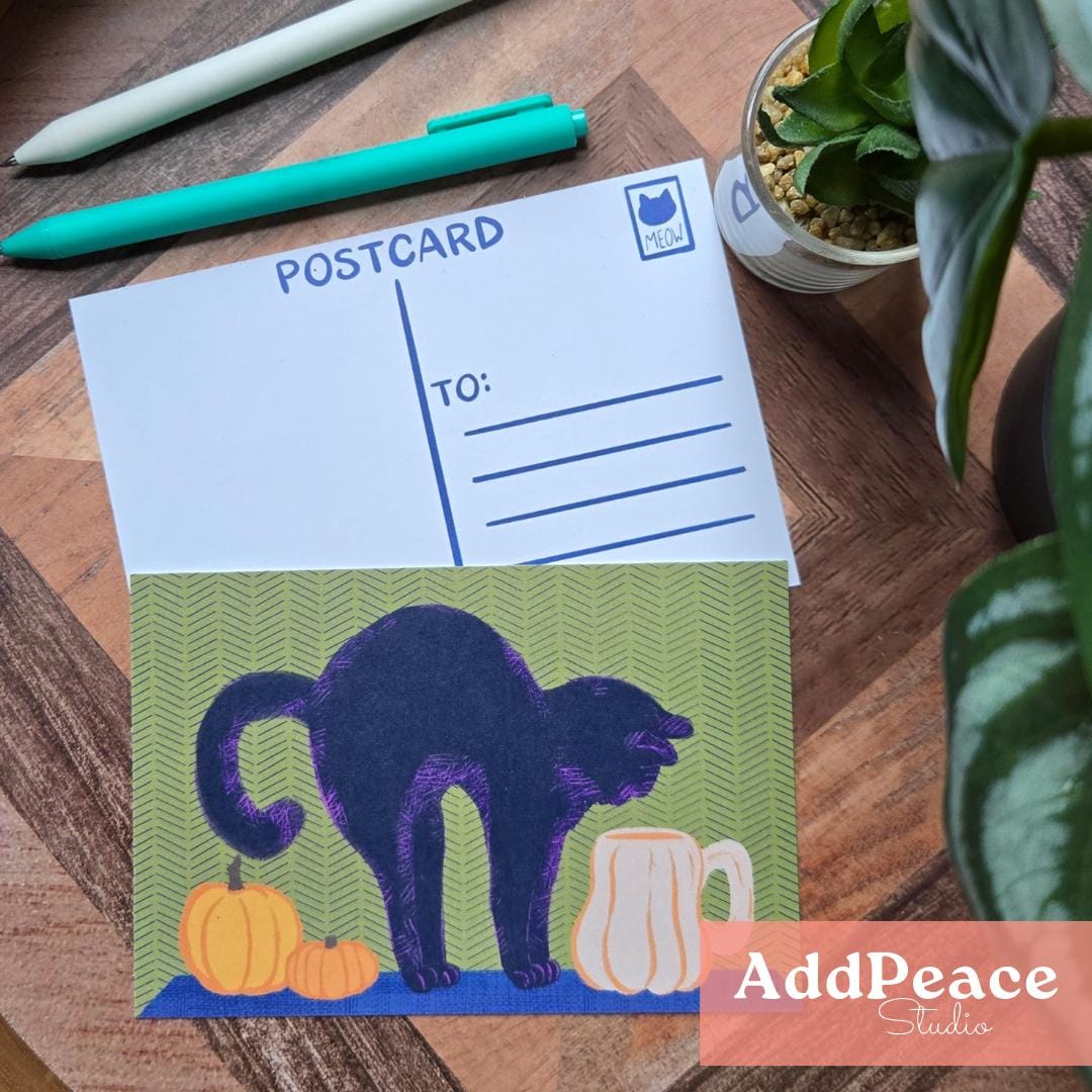 Cozy Cats Postcard Pack - Artist Made Cats & Cups Art Mini Prints
